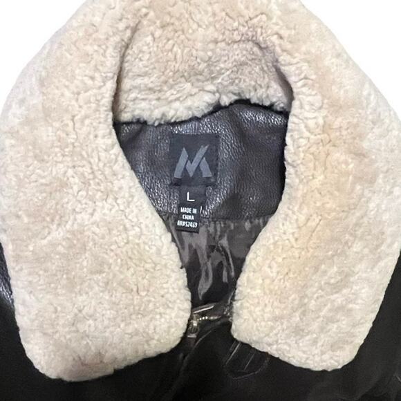 Vtg Aviator Leather Bomber Jacket/Coat Wool Collar Lg Dark Brown Flight Pilot - Picture 9 of 11